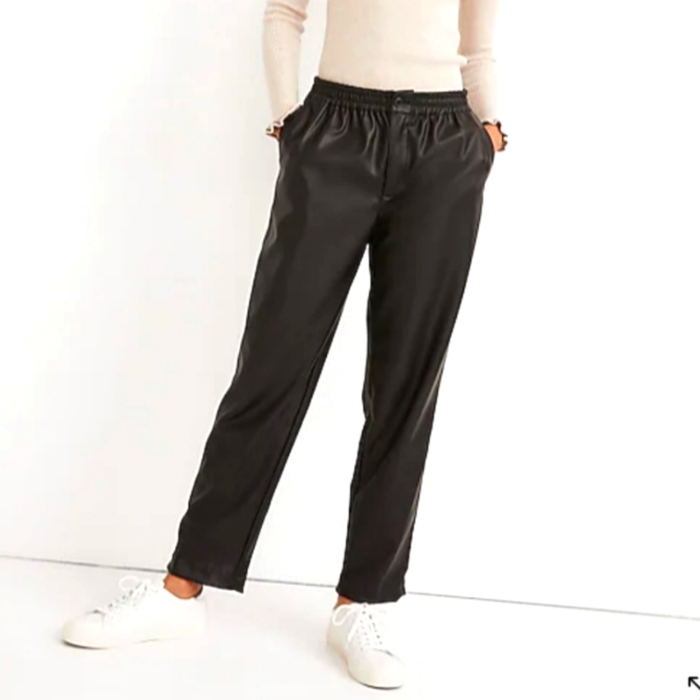 Madewell Vegan Leather Track Trousers XXS / XS Black Straight Leg MC153